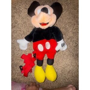 Vintage Disney Mickey Mouse Plush Safety Harness Backpack Red